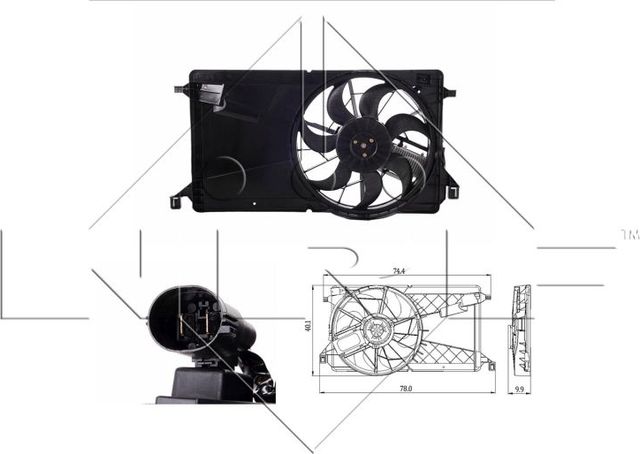Вентилятор радиатора двигателя NRF для Mazda 3 I (BK) 2003-2009. Артикул 47291