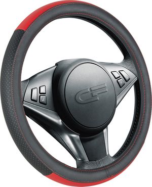 Оплётка на руль CarFashion Day (размер M, экокожа, цвет ЧЕРНЫЙ/КРАСНЫЙ/КРАСНЫЙ). Артикул 31392