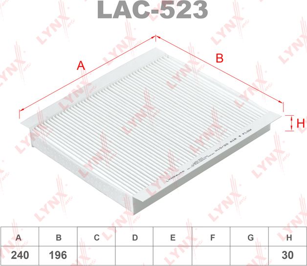 Салонный фильтр LYNXauto. Артикул LAC-523