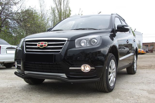 Защита Slitkoff переднего бампера d57 волна для Geely Emgrand X7 рестайлинг 2016-2026 Черная. Артикул GAFX71602B