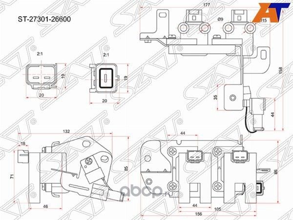 Катушка зажигания HYUNDAI ACCENT 05-10ELANTRA 00- (SAT). Артикул ST2730126600