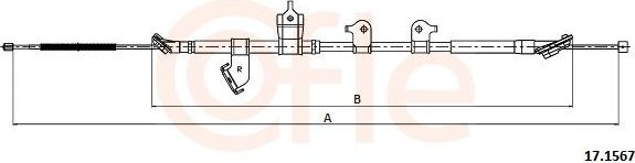 Трос ручника (тросик ручного тормоза) Cofle. Артикул 17.1567