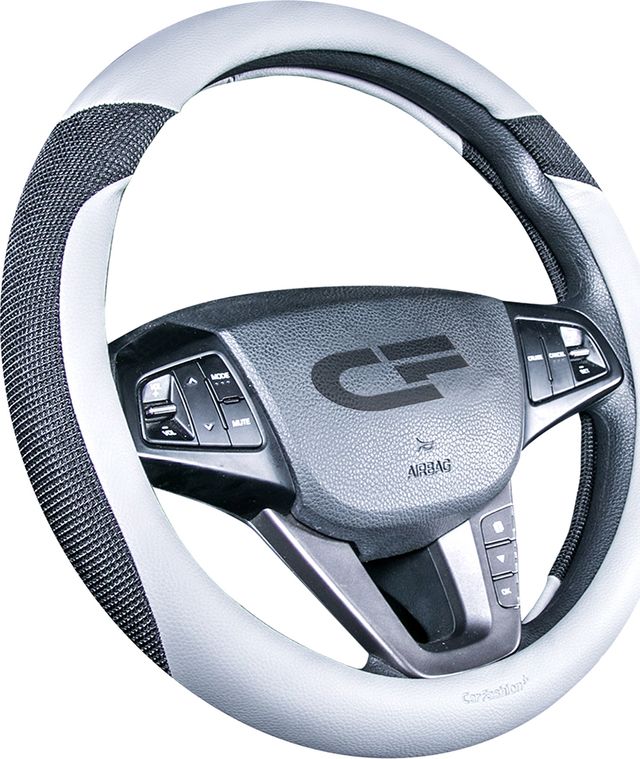 Оплётка на руль CarFashion Urban (размер M, экокожа, цвет СЕРЫЙ/ЧЕРНЫЙ). Артикул 31405