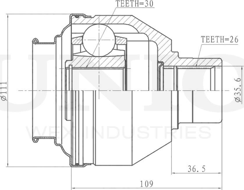 ШРУС внутренний (Unio). Артикул CVJ-30114