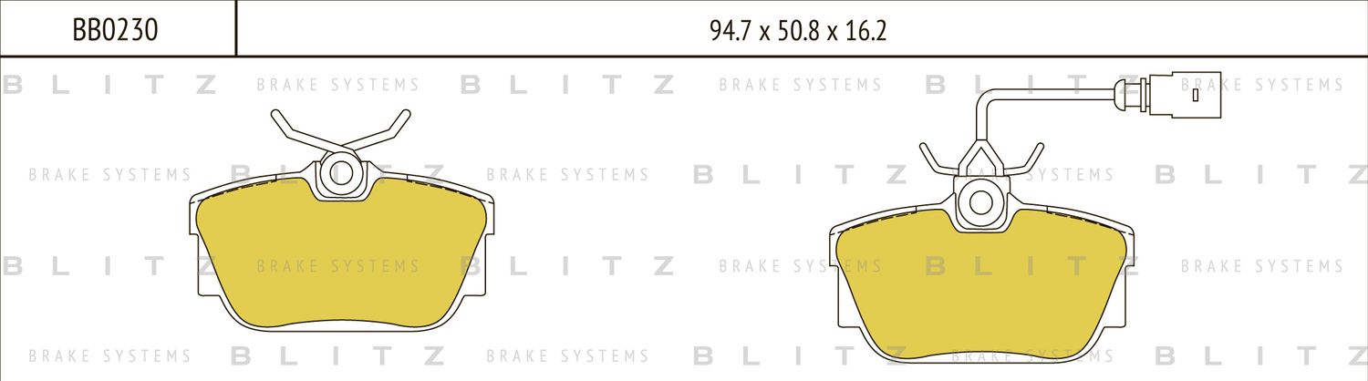 Колодки тормозные дисковые задние Volkswagen Transporter T IV/Sharan 1990-, Ford (Blitz). Артикул BB0230