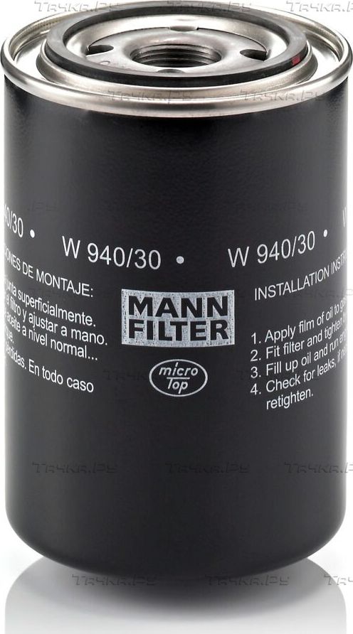 Масляный фильтр Mann-Filter. Артикул W 940/30