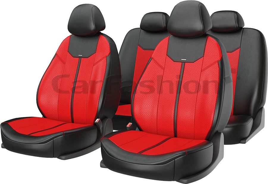 Чехлы универсальные CarFashion Mustang на сидения авто, цвет Красный/Черный/Красный. Артикул 10034