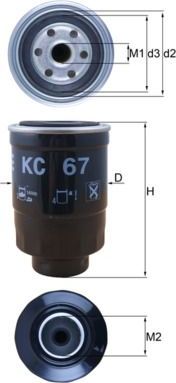 Топливный фильтр Mahle-Knecht. Артикул KC 67
