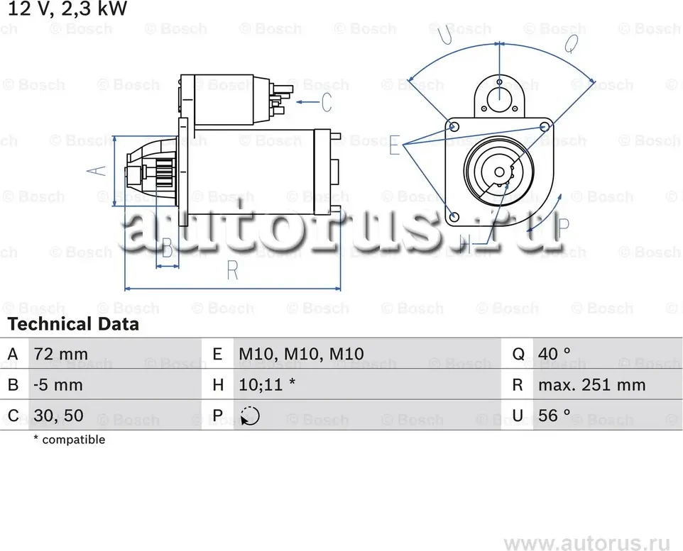 стартер (Bosch). Артикул 0986018970