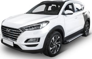 Пороги алюминиевые Rival Bmw-Style круг для Hyundai Tucson III рестайлинг 2018-2026. Артикул D173AL.2309.2