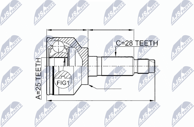 Шрус внутренний (граната) NTY. Артикул NPZ-KA-349