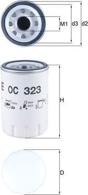 Масляный фильтр Mahle для Lincoln LS I 1998-2006. Артикул OC 323