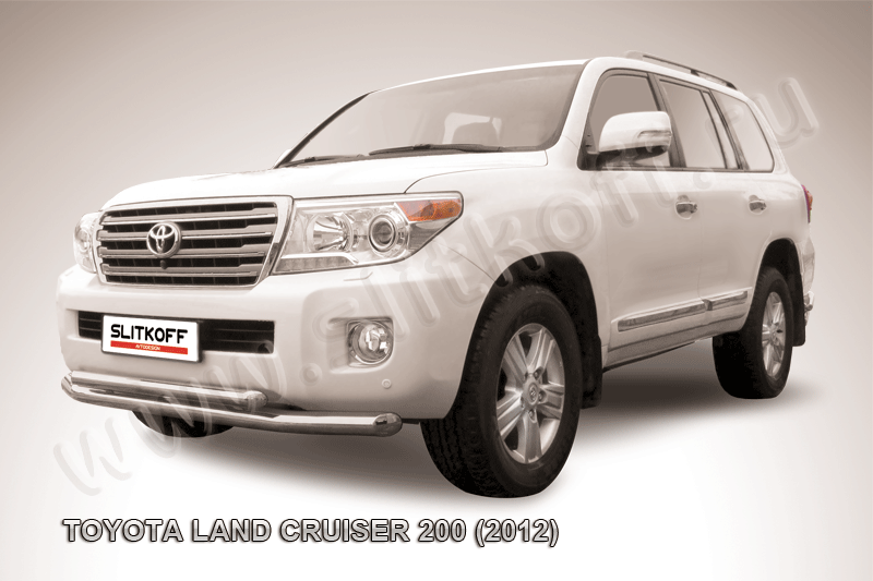 Защита Slitkoff переднего бампера d76/57 двойная для Toyota Land Cruiser 200 2012-2015. Артикул TLC2-12-004