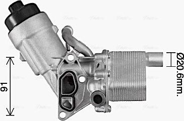 Радиатор масляный (маслоохладитель) для двигателя AVA (алюминий). Артикул OL3702H