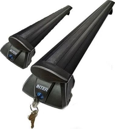 Багажник на рейлинги INTER Titan i-Pro (с замком) для Geely Coolray 2020-2026 (Крыловидные дуги ЧЕРНЫЕ). Артикул 5527-1109