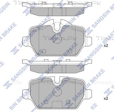 Тормозные колодки Sangsin Hi-Q задние для BMW 3 V (E90/E91/E92/E93) 2004-2013. Артикул SP2161