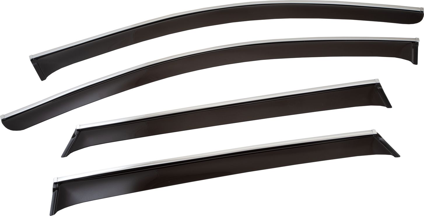 Дефлекторы Chromex для окон (c хром. молдингом) (4 шт.) Nissan Qashqai II J11 2014-2026. Артикул CHROMEX.63003