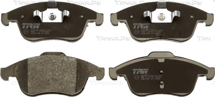 Тормозные колодки TRW передние для Renault Scenic III 2009-2016. Артикул GDB1788