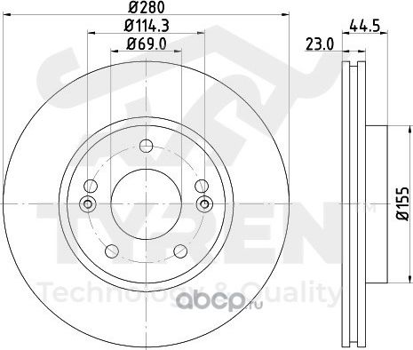 Тормозной диск (Tyren). Артикул TYR1015841