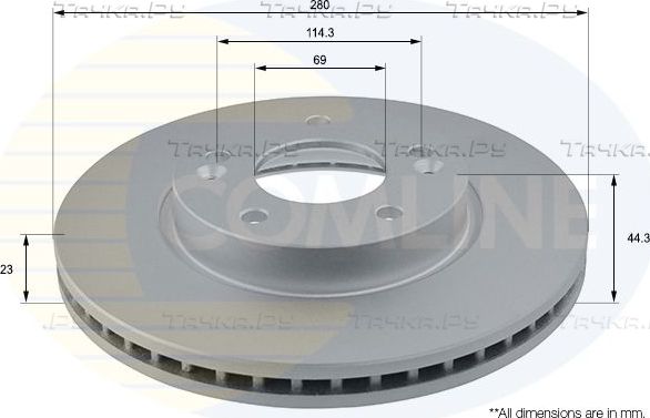 Тормозной диск Comline передний для Hyundai Elantra VI (AD) 2015-2020. Артикул ADC2416V