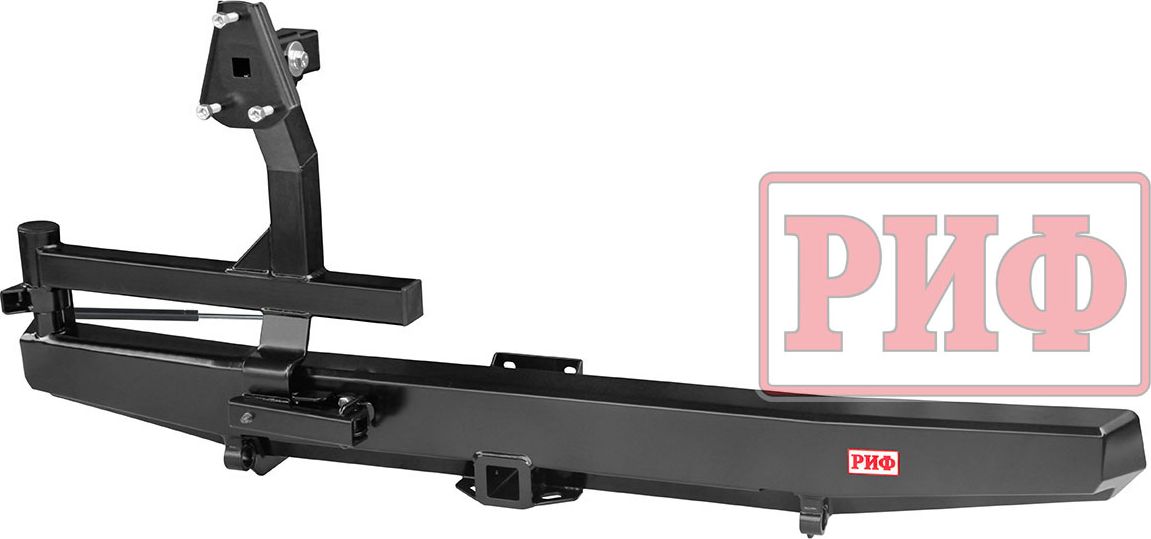 Бампер силовой РИФ задний с квадратом под фаркоп и калиткой (слева), лифт 65 мм для УАЗ Буханка 3741, 3909, 2206, 3962 1990-2026. Артикул RIF452-22120-L
