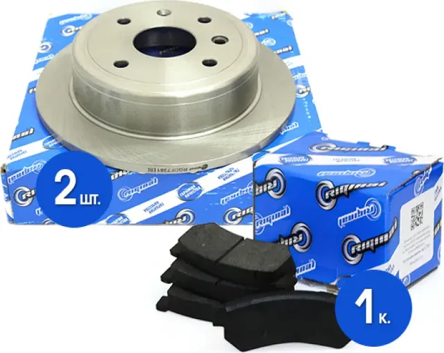 Диски тормозные с колодками задние комплект (Riginal). Артикул RGDF7381KIT