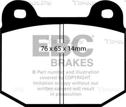 Тормозные колодки EBC Brakes для Subaru BRZ 2012-2016. Артикул DP81537RP1