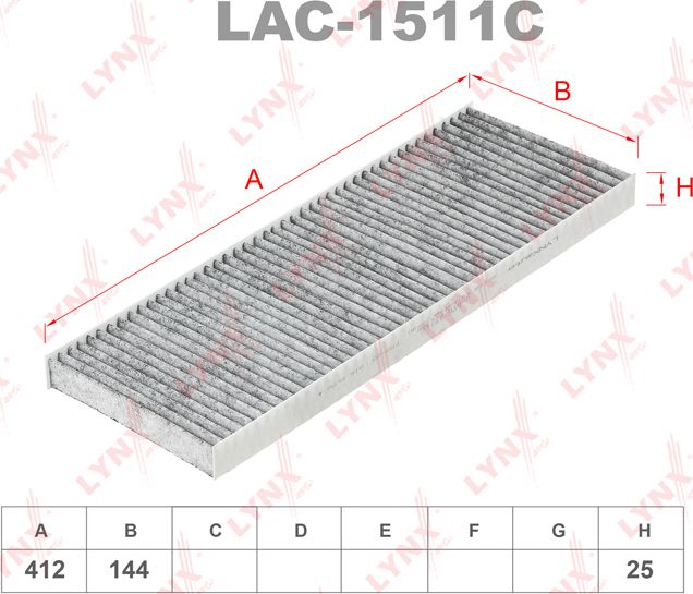 Салонный фильтр LYNXauto. Артикул LAC-1511C