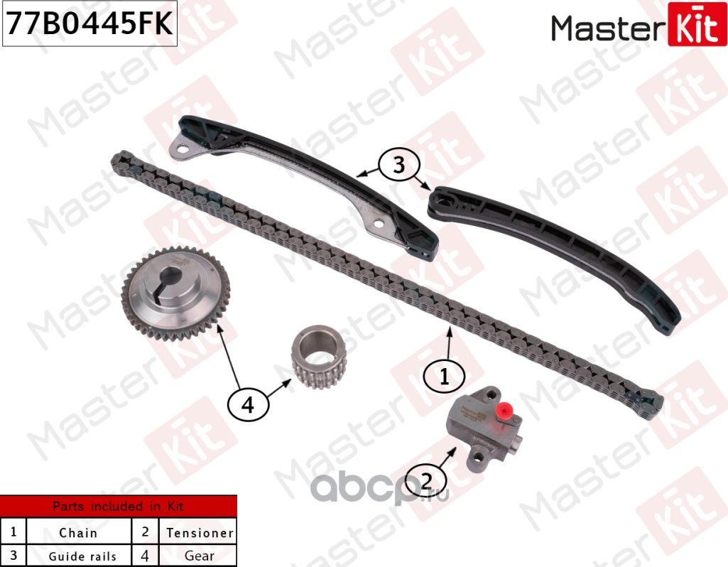 Комплект цепи ГРМ RENAULT H4M co звездочками (Master KIT). Артикул 77B0445FK
