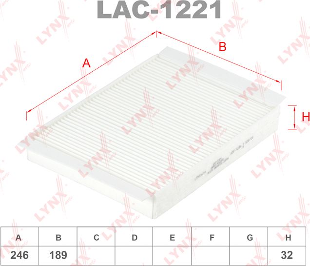 Салонный фильтр LYNXauto. Артикул LAC-1221