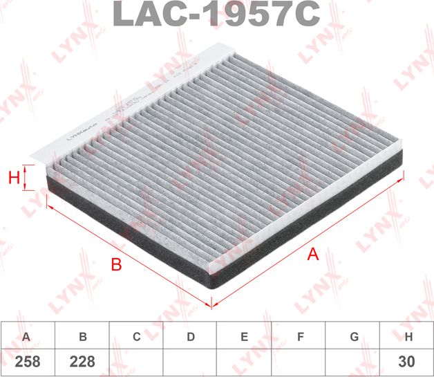 Салонный фильтр LYNXauto. Артикул LAC-1957C