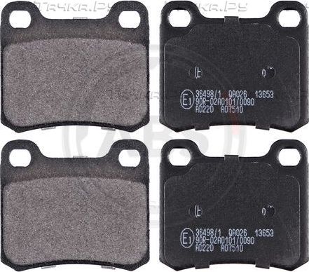 Тормозные колодки ABS задние для Mercedes-Benz 190 (W201) 1984-1993. Артикул 36498/1