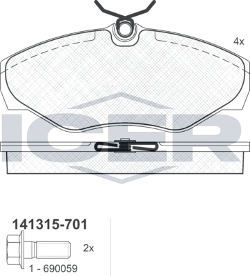 Тормозные колодки Icer. Артикул 141315-701