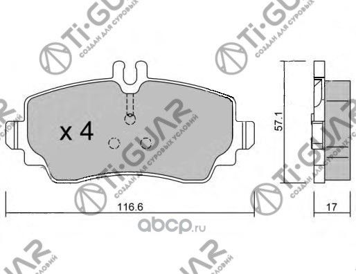 Тормозные колодки TG-1215/PN0166* TiGUAR (TI-Guar). Артикул TG1215