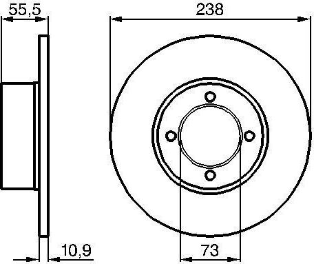 Тормозной диск Bosch передний для Opel Ascona A 1970-1975. Артикул 0 986 478 079