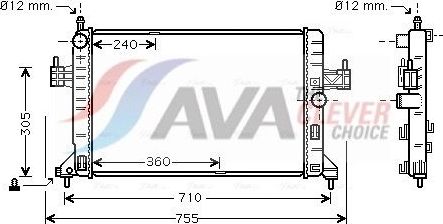 Радиатор охлаждения двигателя AVA ** CLEVER FIT **. Артикул OL2305