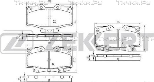 Тормозные колодки Zekkert передние для Toyota 4Runner I 1987-1989. Артикул BS-2089