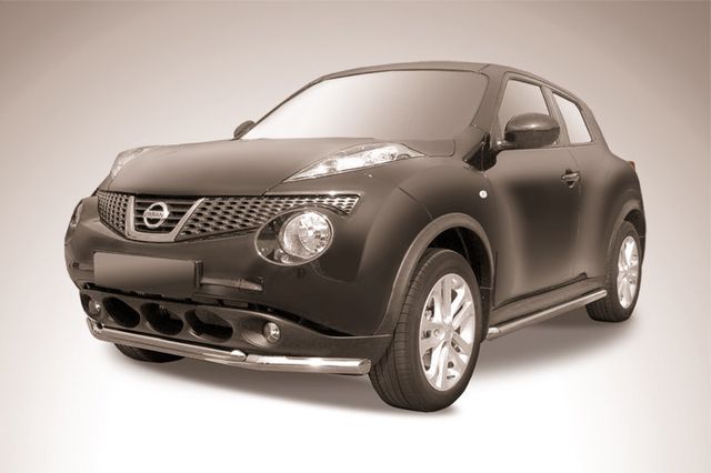 Защита Slitkoff переднего бампера d57/42 двойная для Nissan Juke 4WD 2010-2019. Артикул NJ4WD-003