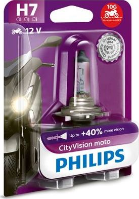 H7 12V- 55W (PX26d) ( +40% света; белый яркий свет) CityVision Moto Philips CityVision moto. Артикул 12972CTVBW