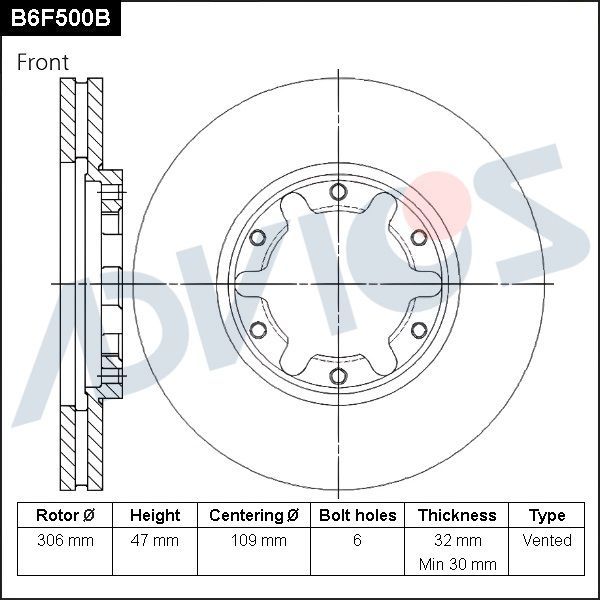 Тормозной диск Advics. Артикул B6F500B