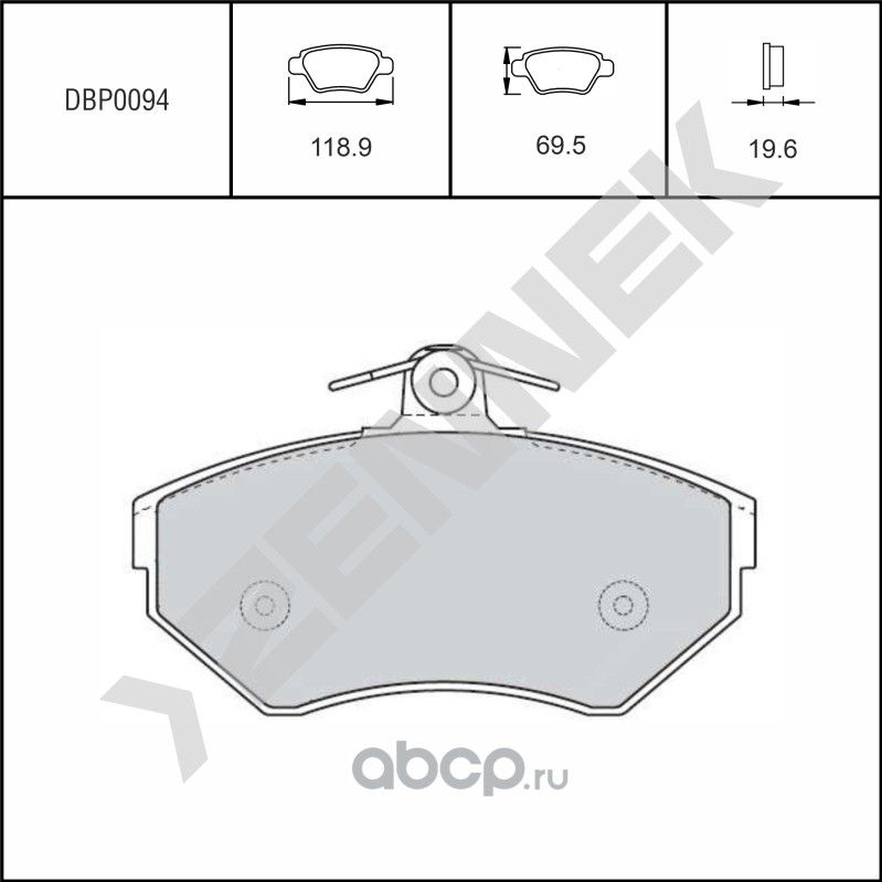 Колодки тормозные дисковые передние без датчика AUDI A4 94-01 PASSAT B5 96-01 (Zennek). Артикул DBP0094