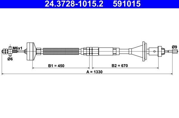 Трос сцепления ATE. Артикул 24.3728-1015.2