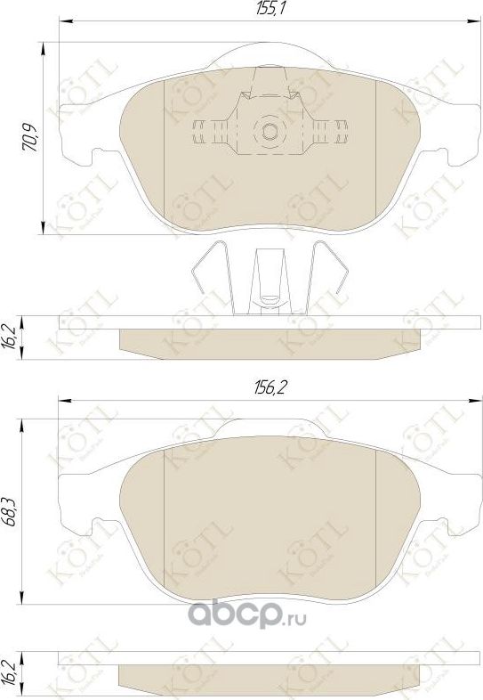 Колодки тормозные дисковые передние к-т RENAULT LAGUNA 01-/SCENIC 03- (Kotl) Kotl. Артикул 1468kt