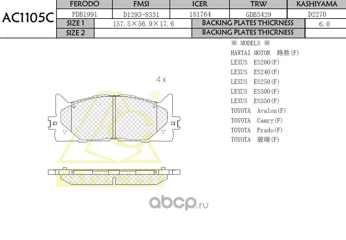 Тормозные колодки (Anchi) Anchi. Артикул AC1105C