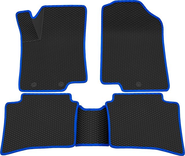 Коврики Rezkon 3D EVA Ромб резиновые для салона Kia Rio III 2011-2017 Синий кант. Артикул 9221020203