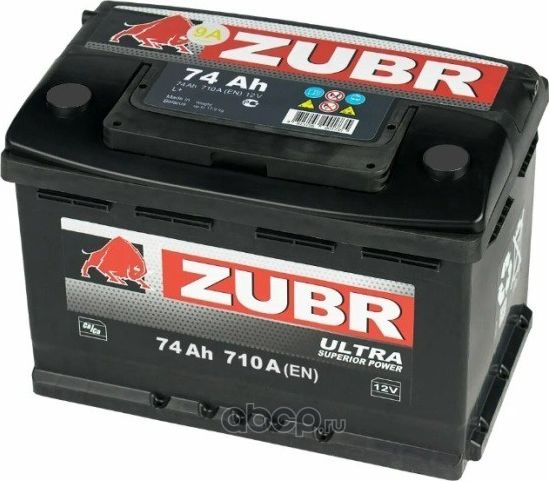 АКБ ZUBR Ultra 74Ah R+ (ZU740) (-/+) 12V 710A EN низкий 278x175x175 Zubr. Артикул ZU740
