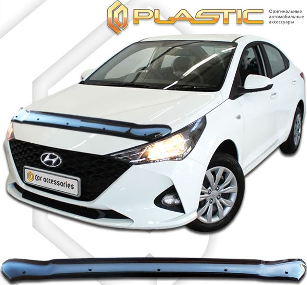 Дефлектор СА Пластик для капота (Classic черный) Hyundai Solaris II рестайлинг 2020-2026. Артикул 2010010115654