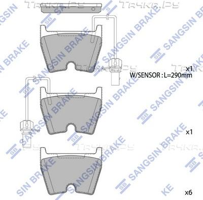 Тормозные колодки Sangsin Hi-Q передние для Audi A5 I (8T) 2010-2017. Артикул SP1933