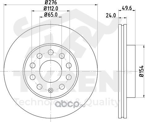 Тормозной диск (Tyren). Артикул TYR1023551