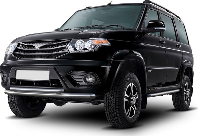 Защита Rival переднего бампера d76+d57 для УАЗ Патриот I рестайлинг 2014-2025. Артикул R.6302.002